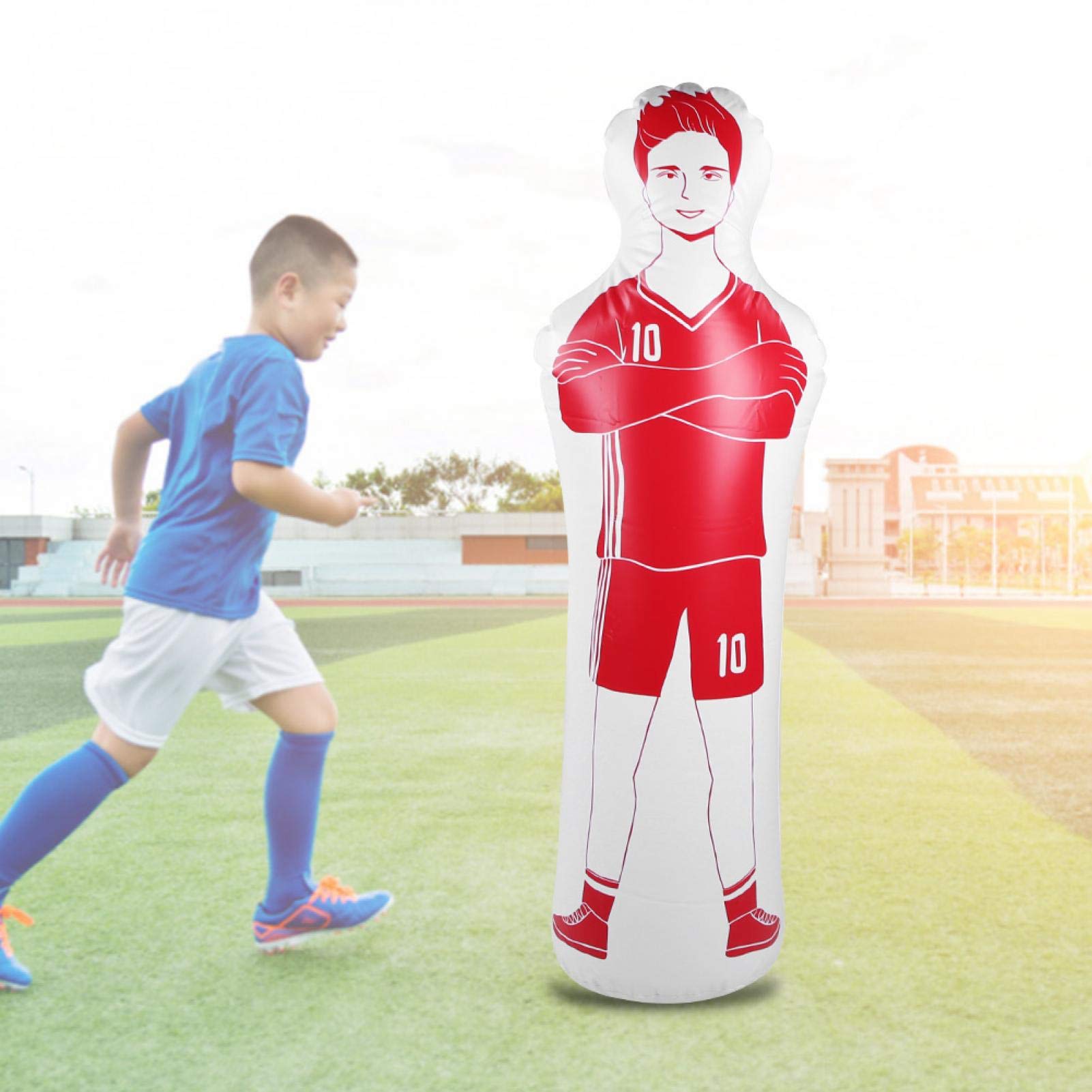 Mannequin d'entraînement, Mannequin de Football factice de Boxe Gonflable en PVC de 40x160 cm(Red)
