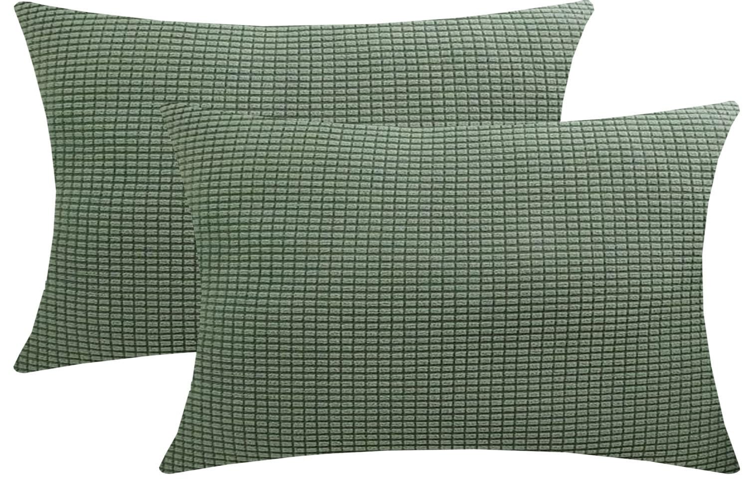 Cushion Covers Pack of 2 Large Decorative Square Throw Pillow Case Green/Brown/Grey/Blue for Sofa Living Room Couch,Rectangle Pillowcase Covers with Invisible Zipper(Pea green,85x60cm(Set of 2 ))