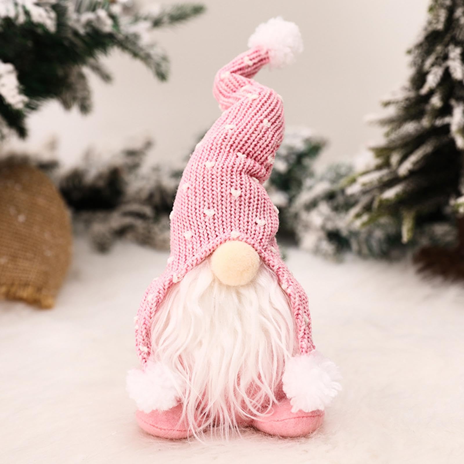 AZURAOKEY 1Pcs Pink Christmas Gnomes Decorations, Gnomes Faceless