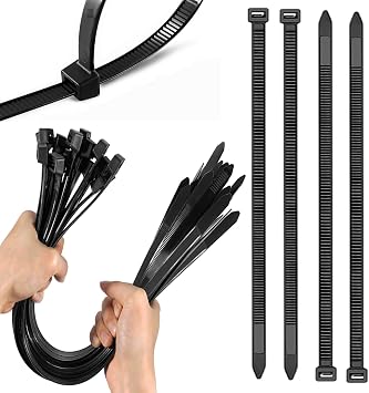 Black Cable Ties 450mm 4.8mm,100 Pack,18" Self-Locking Nylon Zip Tie Wraps