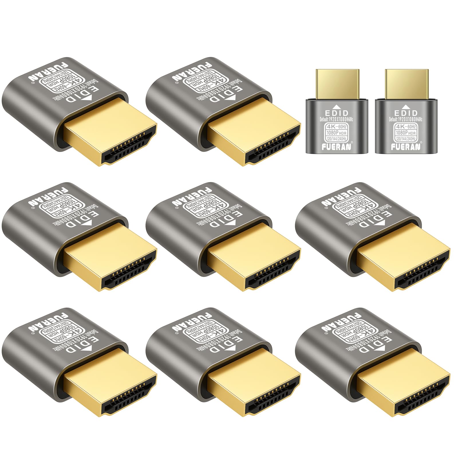 Adattatore HDMI fittizio 4K HDR, 4K @ 60Hz, 1440P @ 120/144Hz, 1080P @ 120/144/240Hz, emulatore Edid Virtual Display Adapter, adattatore HDMI Headless (4K60Hz-10P (default1080))