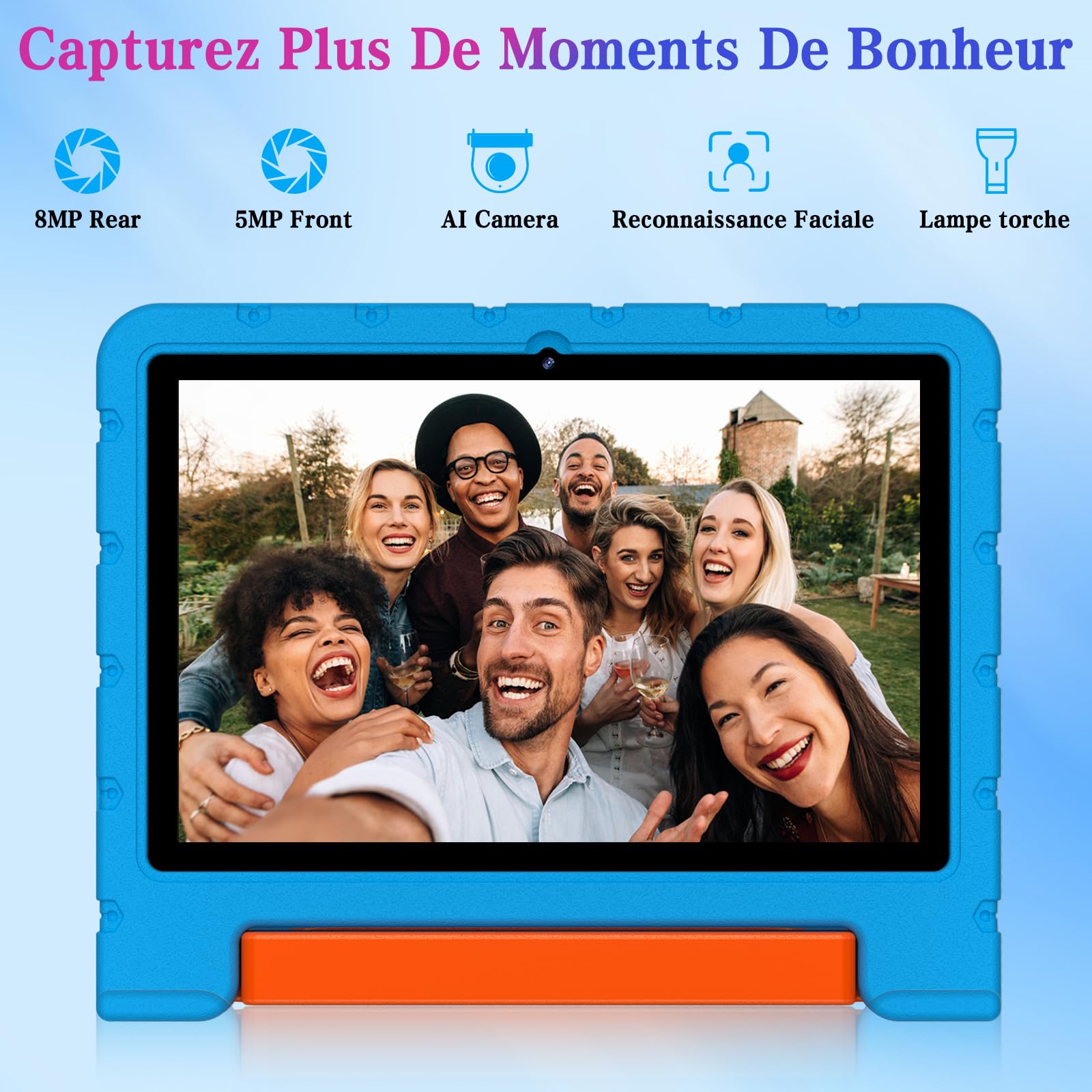ZIOVO Tablet Bambini 10 Pollici Tablets Android 15, 30GB RAM+64GB ROM(TF 2TB), 5G WiFi Tablets,Gemini AI/Octa-Core/Widevine L1/Face ID/Parentale Controllo/6000 mAh/BT 5.0, Tablet con Eva Caso-Blu