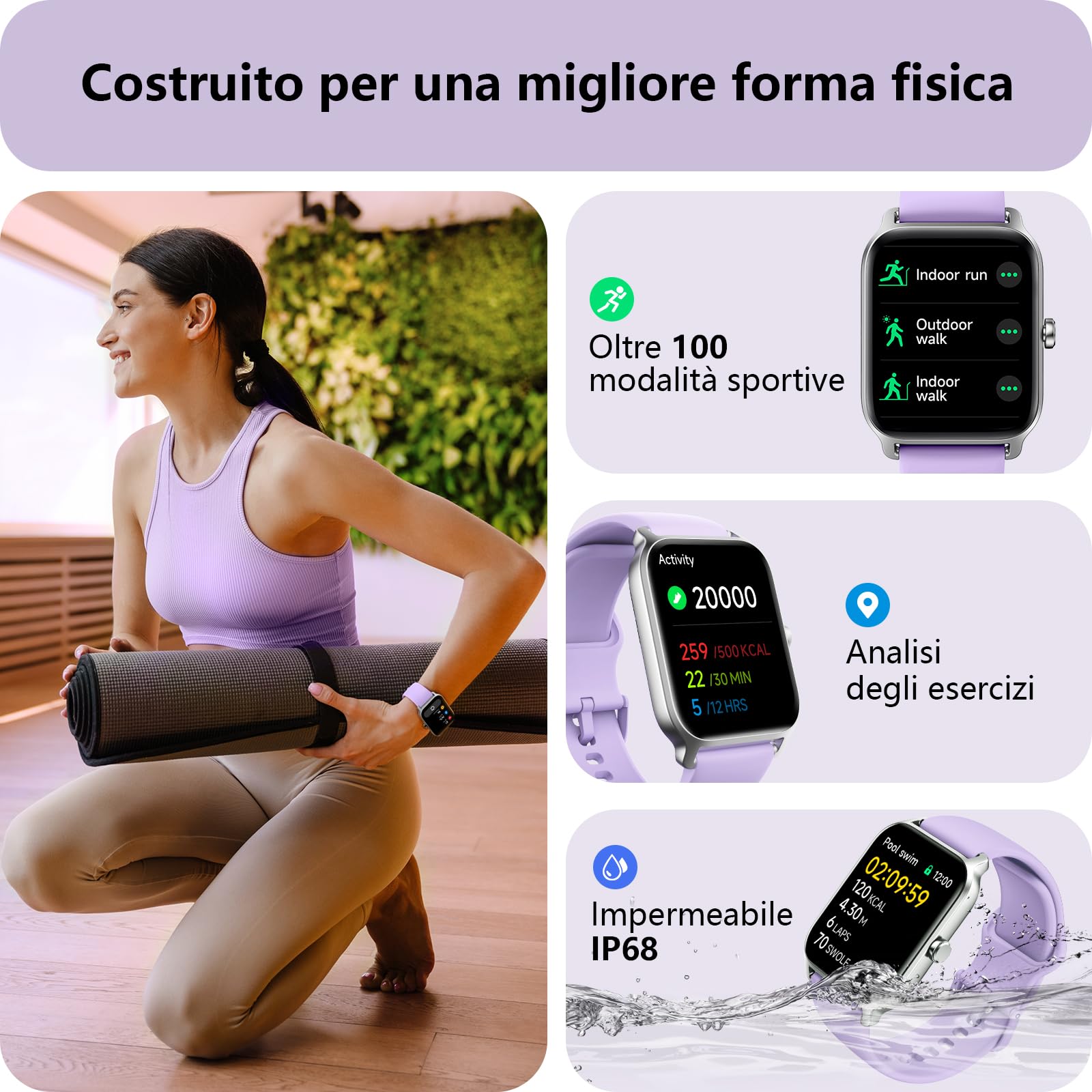 Smartwatch Donna Rispondi/Effettua Chiamate e Alexa, 1.8" Orologio Smartwatch SpO2/Frequenza Cardiaca/Sonno/Stress, Contacalorie/Passi/Distanza, 120 Modalità Sport, Orologio Fitness IP68 Regalo Donna
