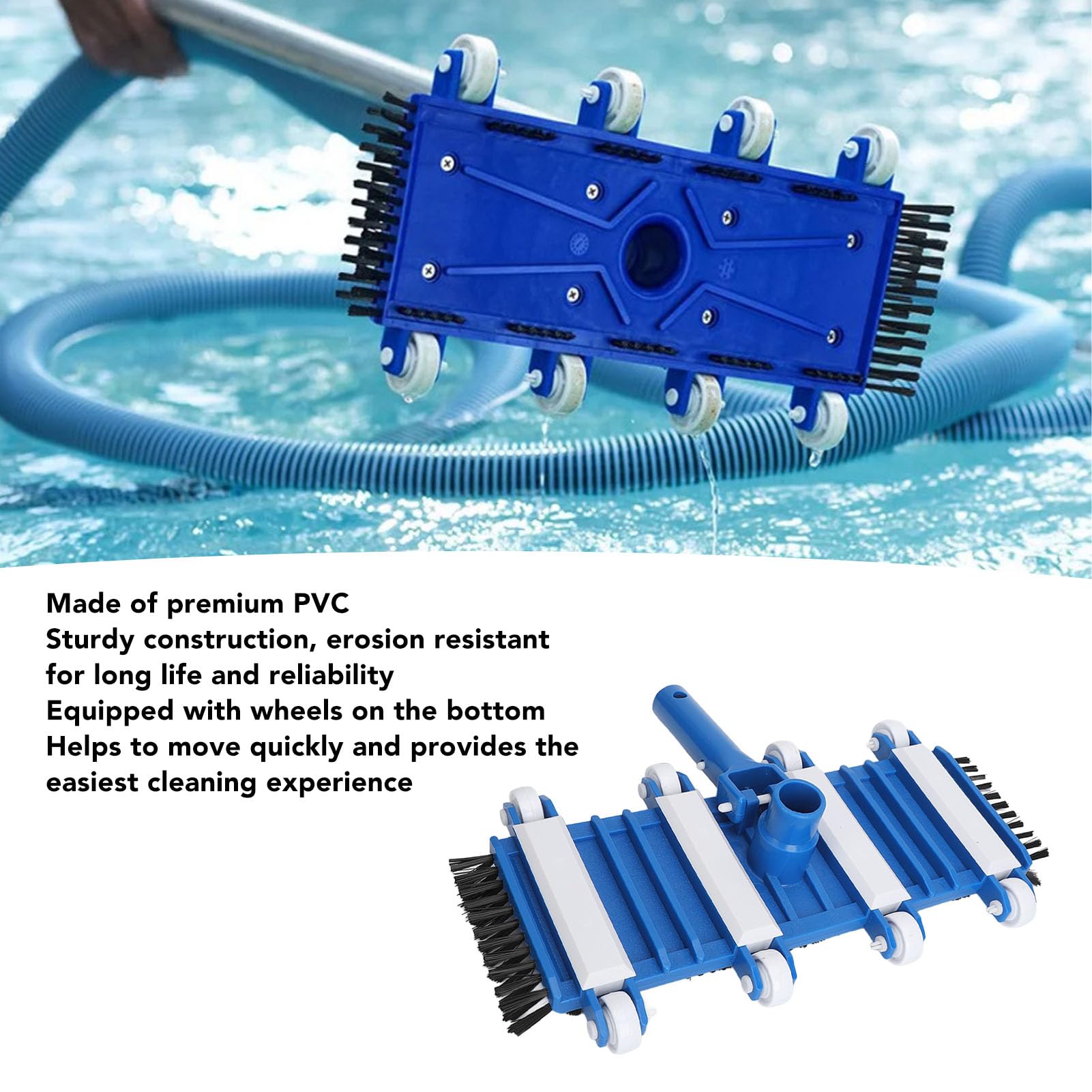Cabezal De Aspiradora para Piscina con Cepillo, Kit De Reemplazo De Accesorio De Cabezal De Aspiradora para Piscina De PVC De 14 Pulgadas para Accesorios De Limpieza De Piscinas
