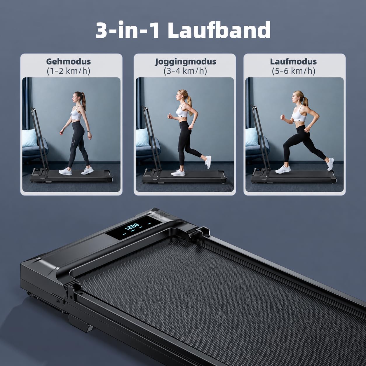 Laufband für Zuhause Walking Pad Klappbar - Home Schreibtisch Laufpad Faltbares Foldable Treadmill Leise Klappbares Laufbänder Mini Kleines Under Desk Office Running Machine Klappbare Treadmills 6km/h