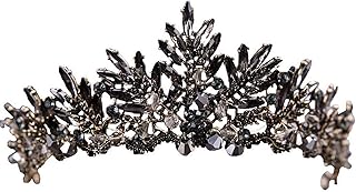 Black Crown for Women , Metal Rhinestone Tiaras and Crowns for Women,Mermaid Crown Tiara for Women Bridal Headpieces Baroque Crown Vintage Tiara Crown , Jeweled Headbands for Halloween Party Ladies Girls Bridal Bride Princess Birthday Wedding Hair Accessories