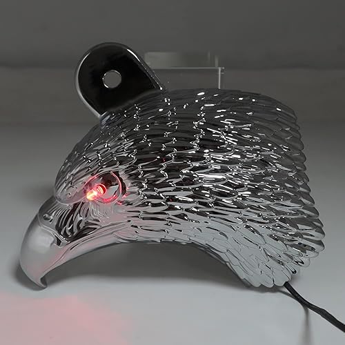 HTTMT MT246-008-A- Cubierta de bocina de cabeza de águila cromada Compatible con Harley-Davidson de 1992 y más con montaje lateral "cencerro" y