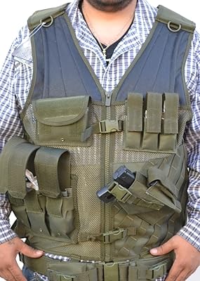 Explorer Tactical Field Vest Outdoor Ultra-Light Breathable Combat Training Vest Adjustable for Police Training, Hunting, Fishing, Shooting, Paint Ball, Nerf Gun Olive Green