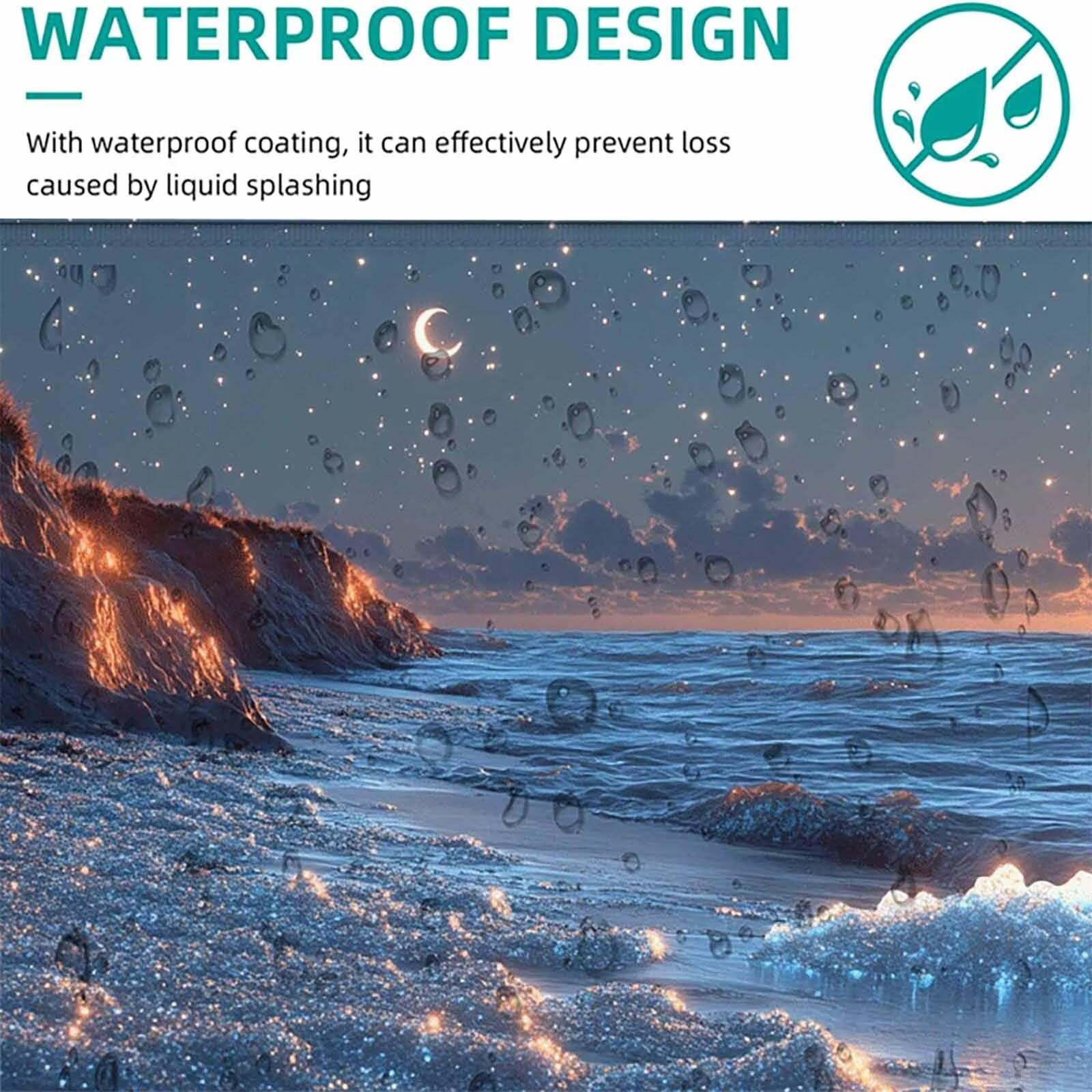 Biała podkładka pod mysz XXL 1200 x 600 mm, wodoodporna podkładka pod mysz plaża wzór szyte krawędzie design akcesoria biurowe antypoślizgowa gumowa podstawa powierzchnia dla graczy, biurko -hjw2506WQ
