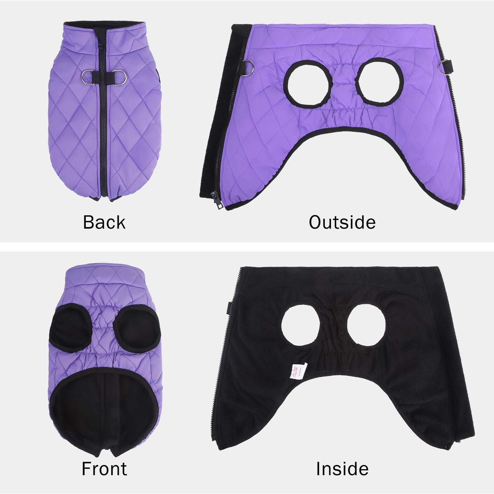 SCENEREAL Chaqueta cálida para perro, abrigo de invierno con arnés, impermeable, chaleco acolchado de forro polar, resistente al viento, ropa de nieve para perros pequeños a medianos