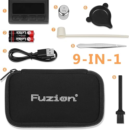 Miniatura 6 de Fuzion Báscula miligramos de 1.76 oz x 0.00 oz, escala de mg con diseño 9 en 1, microescala, báscula de polvo para recargar con estuche portátil,