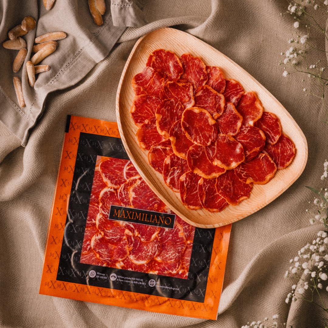Maximiliano Jabugo - Lomo de Bellota 100% Ibérico | Estuche 80gr Loncheado | Adobo Tradicional con Pimentón | Curación Natural en Jabugo | Embutido Ibérico Gourmet