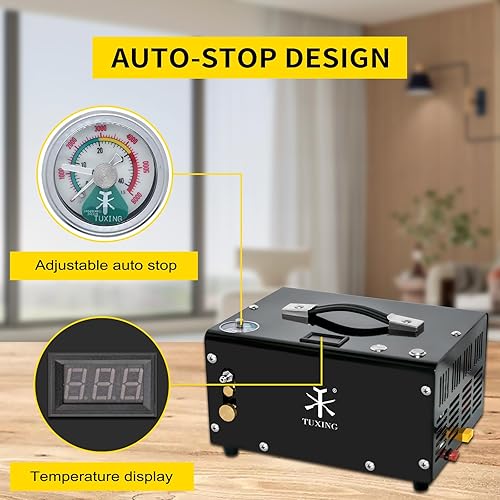 Miniatura 2 de Compresor de aire PCP, Auto-apagado 4500Psi30Mpa aceitepistola de aire de presión sin agua y bomba de tanque de Paintball con separador de