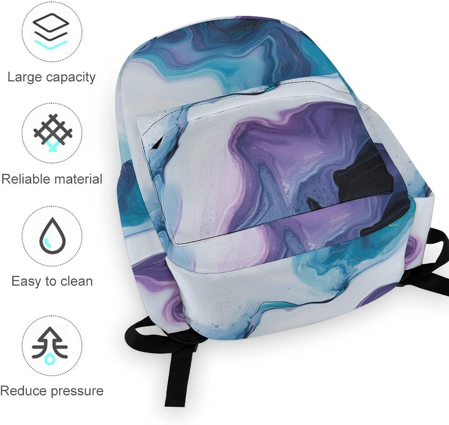 Abstract Blue Pattern Travel Backpack Casual Daypack Lightweight Shoulder Bag with Front Pocket