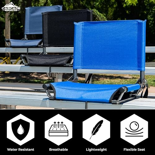 Miniatura 8 de Cascade Mountain Tech Asiento de estadio, silla plegable ligera y portátil para gradas y bancos