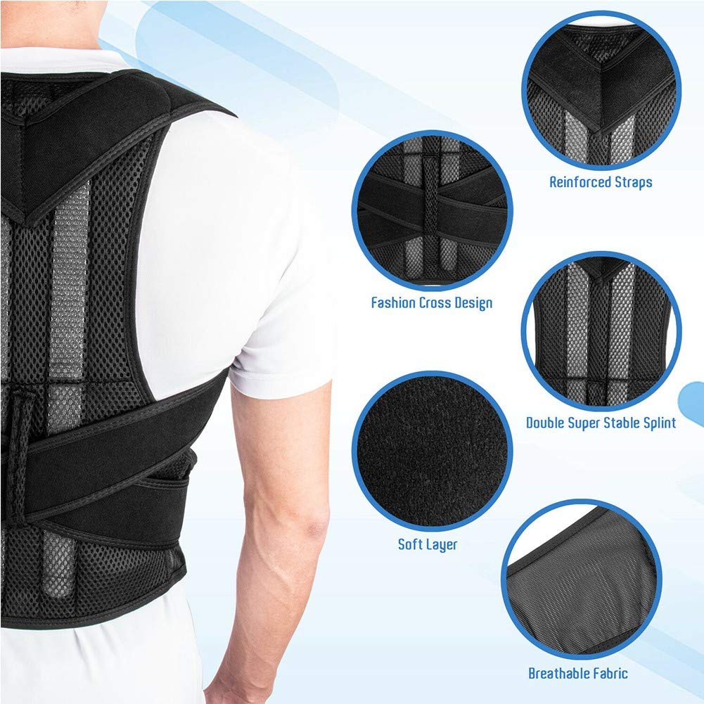 QSFH Adjustable Adult Corset Back Posture Corrector Spine Support Belt for Shoulder Lumbar Brace Improve Posture Posture Correction for Men WomenBlack-5XL