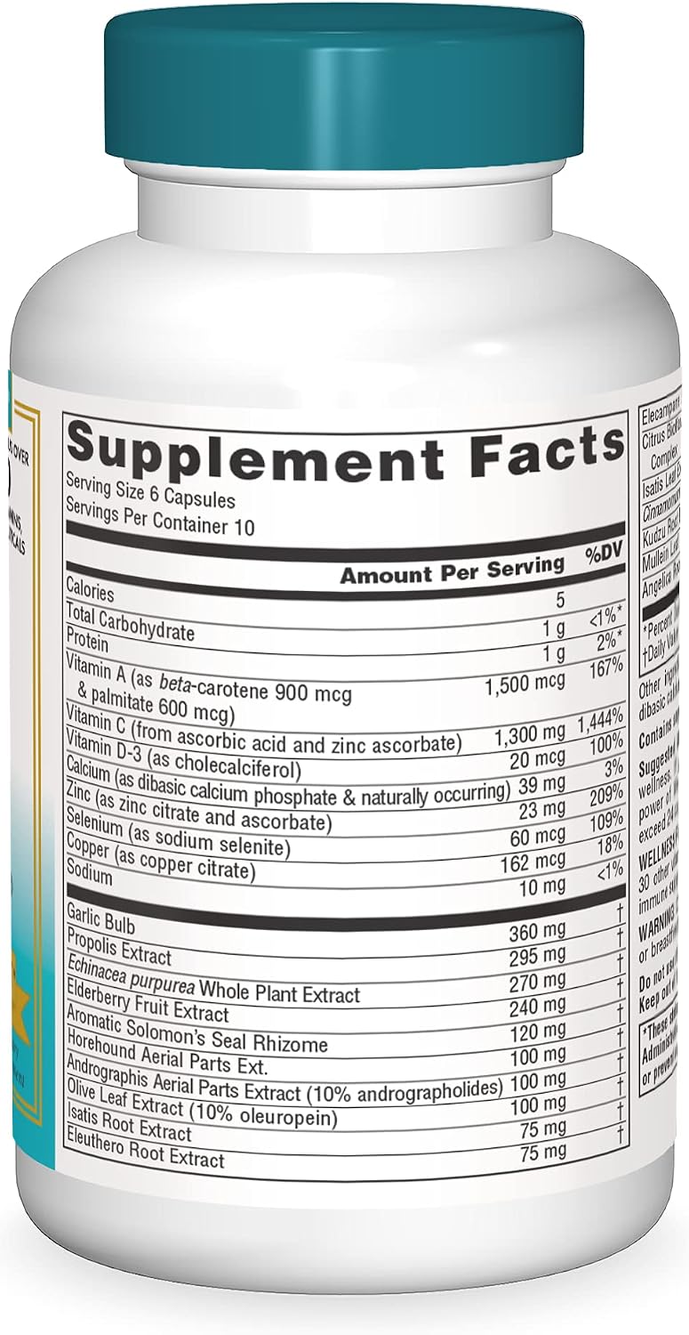Source Naturals Wellness Formula Bio-Aligned Vitamins & Herbal Defense for Immune System Support - Dietary Supplement & Immunity Booster - 60 Capsules