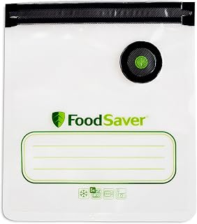 FoodSaver Reusable Quart Vacuum Zipper Bags, 10-Pack: BPA-Free, Microwave-Safe, Leakproof, Sous Vide Ready for Fresh Food Storage