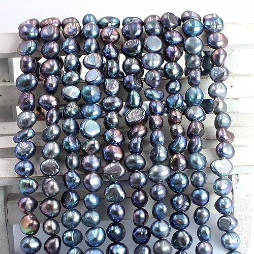 Miniatura 8 de SR BGSJ Fabricación de joyas natural de 0.276-0.315 in de forma libre barroco blanco rosa púrpura mezclado gris marrón negro cultivado de agua dulce