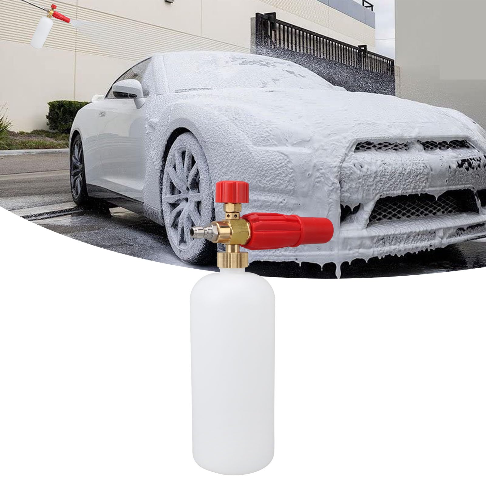 Pistolet à Mousse Voiture 1000 Ml Multifonction - Réglable 6 Modes, Pour Tuyau Arrosage, Nettoyage Sans Rayures Bleu