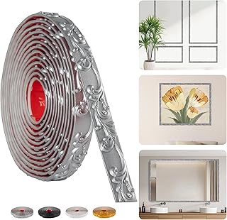 16.4FT x 1.02'' Silver Peel and Stick Crown Molding Trim – Flexible Mirr...