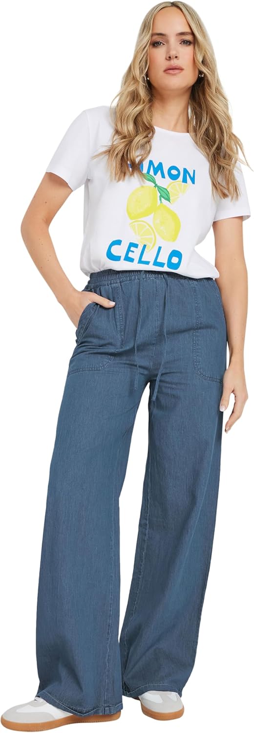 Long Tall Sally LTS Tall Denim Wide Leg Jogger Blue