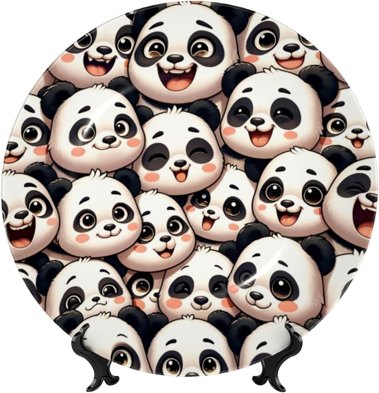 Cute-Pandas 10 Inch Decorative Plate With Stand, Elegant Display Wall Plate For Home Decor