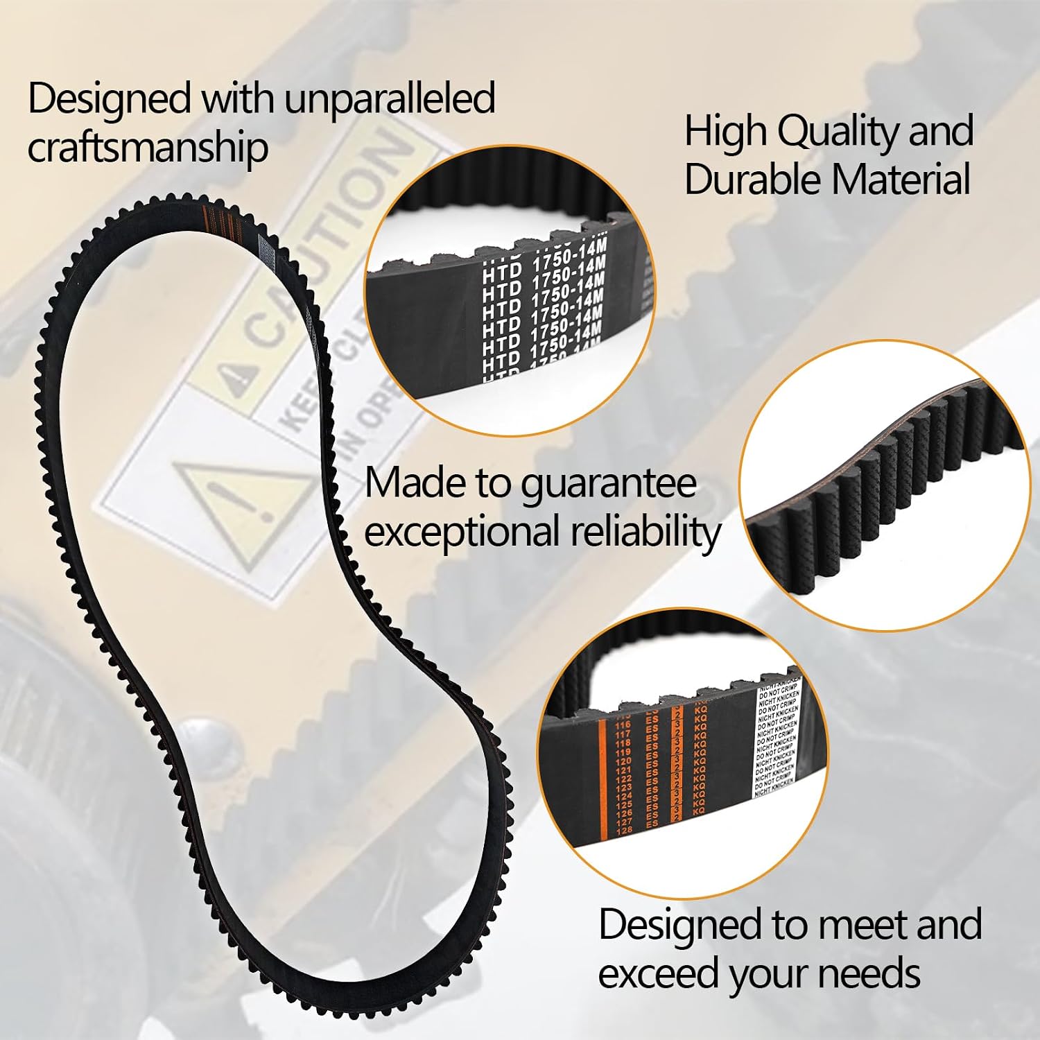 761438 Belt HTD14M Stump Grinder Belt Compatible with Rayco RG45 RG55, 1-1/2″ Wide, 125 Teeth, 14MM Tooth Pitch
