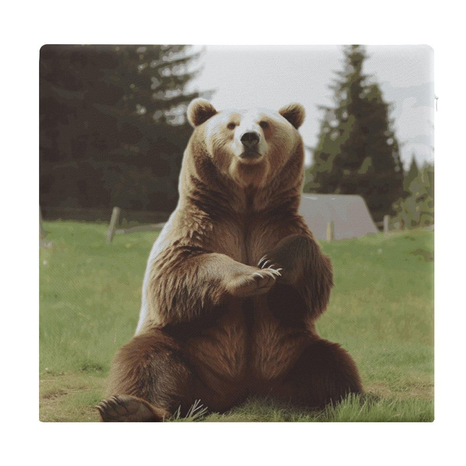 Coussin de sol de méditation premium en mousse imprimé Hi Bear pour adultes