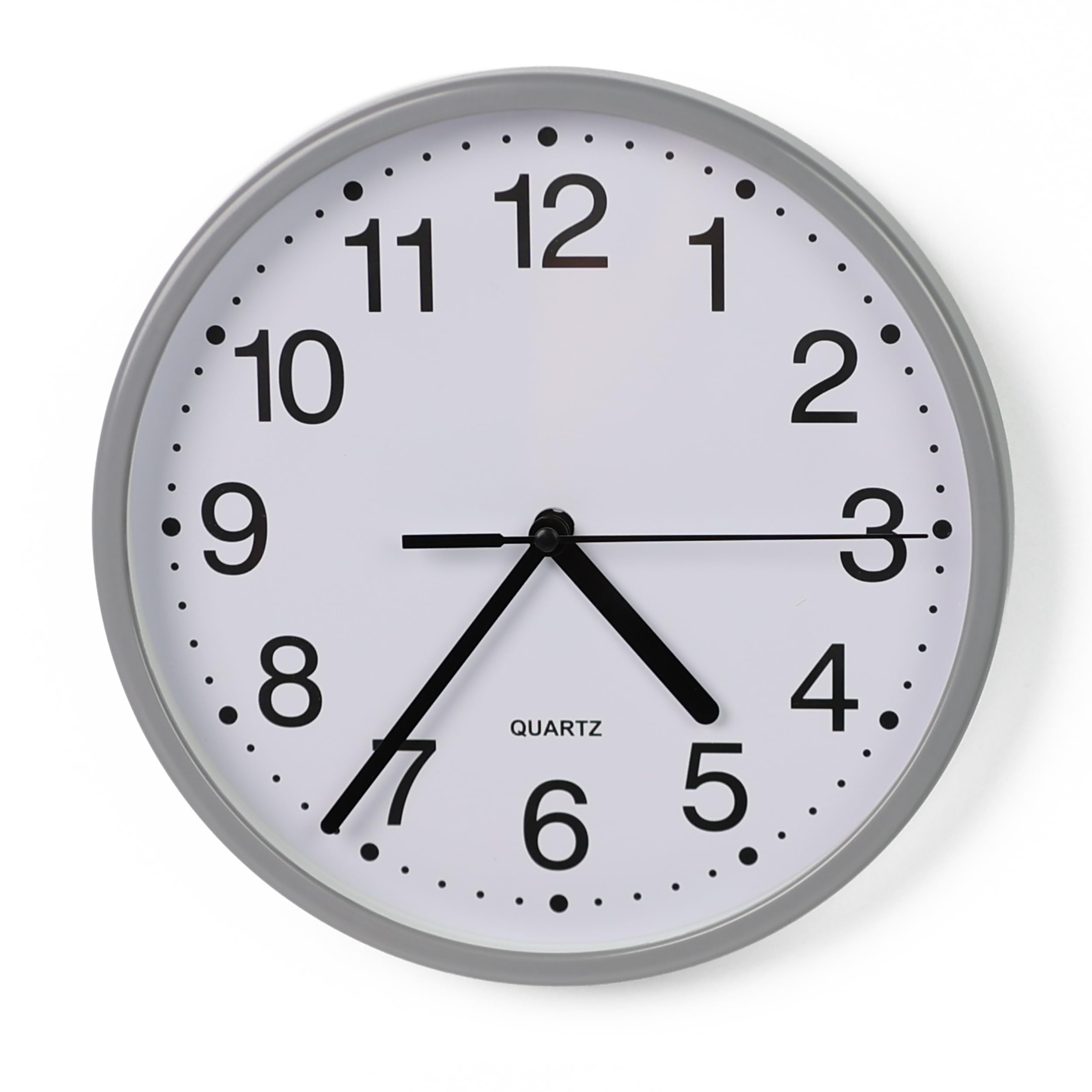 Divchi Silver Wall Clock Silent & Non-Ticking Modern Battery Operated Digital Quiet Sweep Office Home School Kitchen Decor Clocks (Silver)