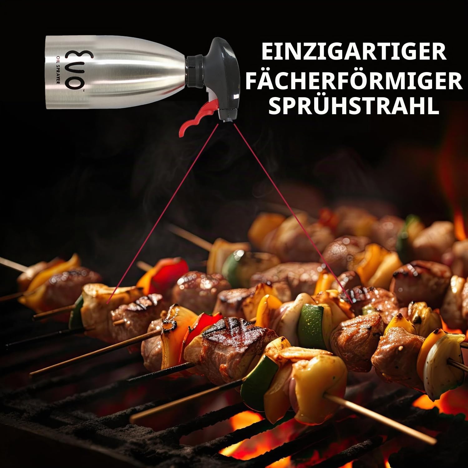 Evo 18/8 Edelstahl-Ölsprüher ohne Aerosol für Olivenöl, Speiseöle und Essige, Silber, 473 ml Fassungsvermögen