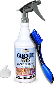 Grout66 Grout and Tile Cleaner with Low-Odor, Non-Fuming Formula Ideal for Heavy-Duty Cleaning, Quick Touch-Ups, and Tile Maintenance. This One Quart Kit ensures Effortless Cleaning.