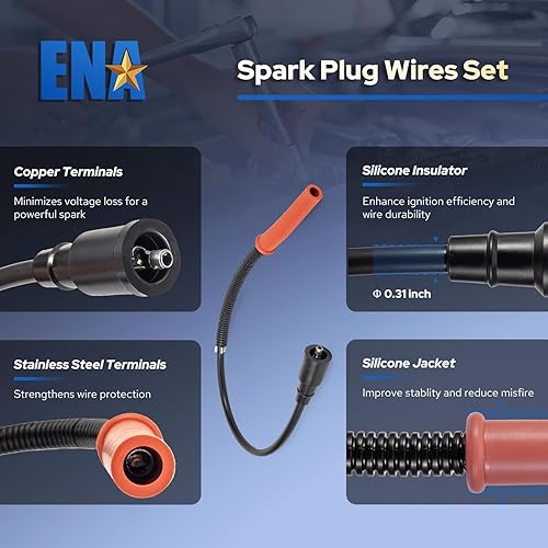 Miniatura 6 de ENA Juego de 8 bobinas de encendido rojas con 16 bujías de platino y juego de cables compatibles con Ford F150 F250 F350 E350 Super Duty 2010 2011