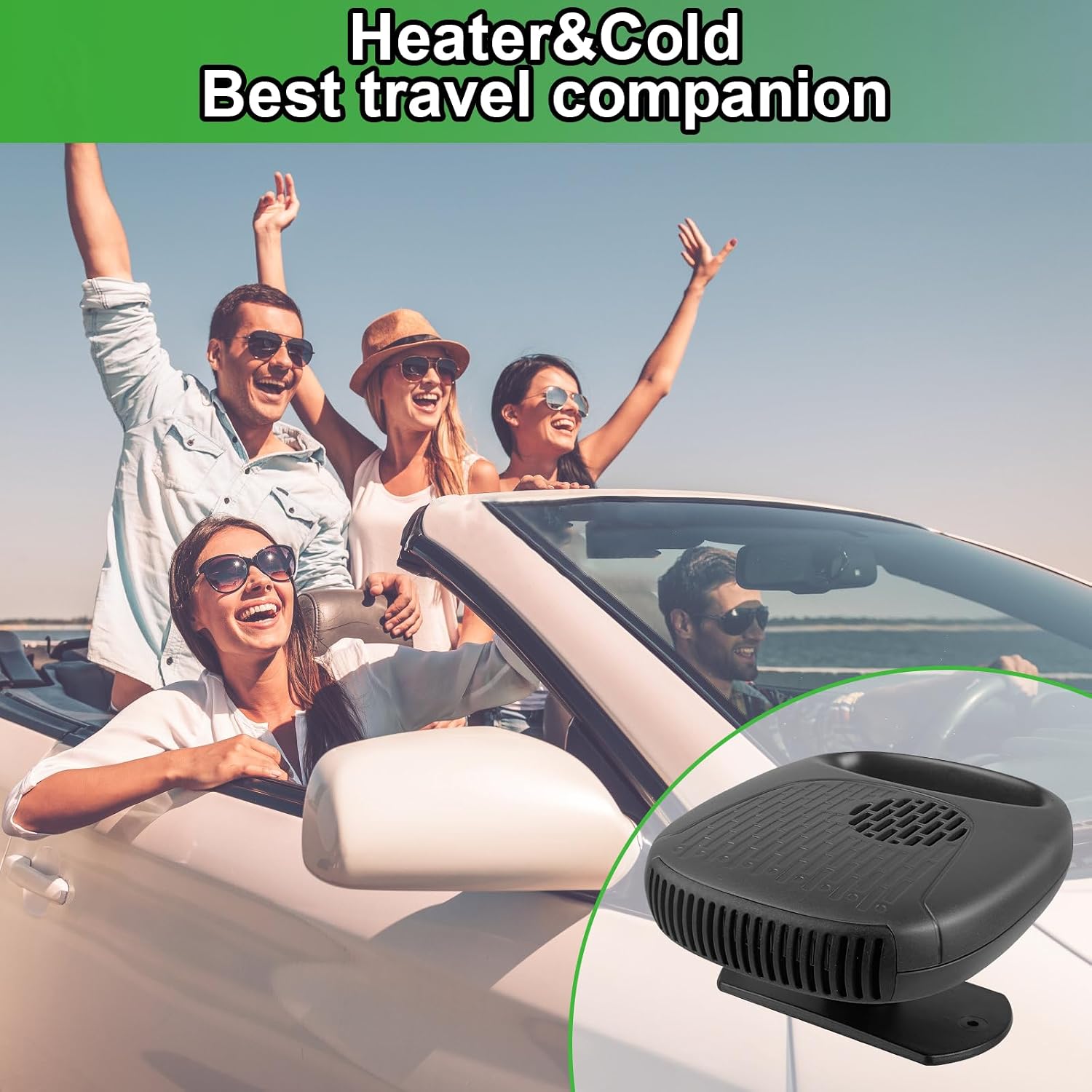 Car Heater 2 in 1 Automobile Windshield Fast Heaters That Plugs Into Cigarette Lighter Portable Fast Heating Defrosting Defogger 12V Black (black)