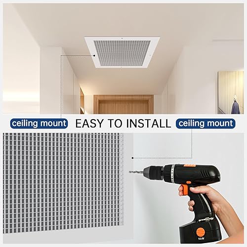 Miniatura 5 de Rejilla de aire de retorno para apertura de conducto de 12 x 12 pulgadas, cubierta de rejilla de retorno de aluminio Eggcrate a prueba de óxido,