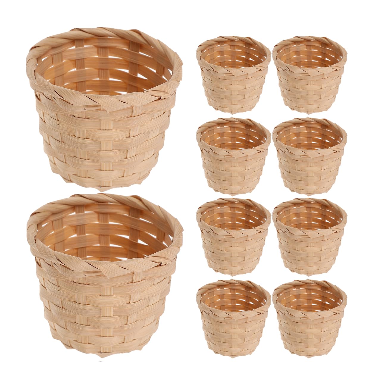 Healeved 10Pcs Handmade Woven Bamboo Storage Basket Mini Woven Basket for Home Decor Fruit Storage Portable Small Wicker for Living Room Bedroom Office