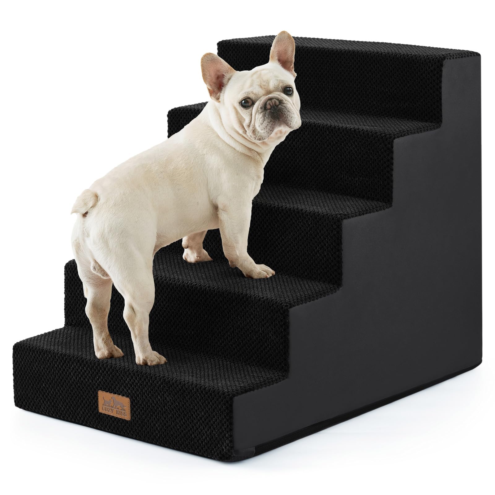 COZY KISS Dog Stairs for Small Dogs, 5 Step Pet Stairs for Beds &amp; Couches
