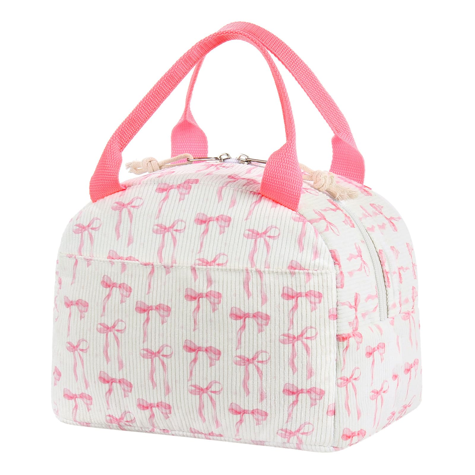BuyCard Lunch Bag for Women,Insulated Lunch Bag for Adults, Waterproof & Oilproof Cool Bag for Work, School, Picnic & On The Go. (Pink Bow)