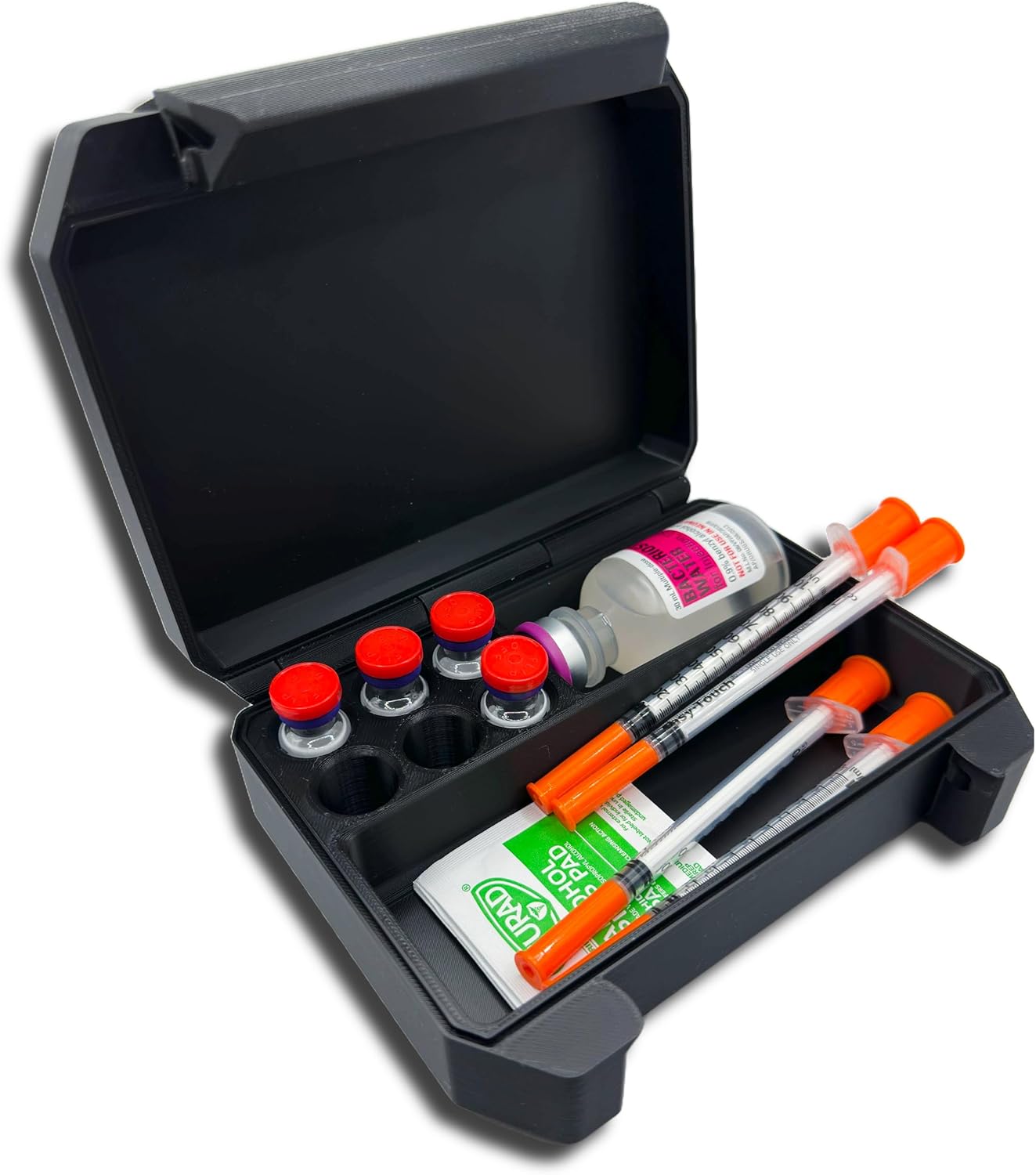 6-Slot 3ml Vial Storage Case – Organizer for GLP-1, Insulin, Peptides & TRT/HRT – Holds 6 Vials (17mm x 40mm) + Syringes with Oversized Compartment – Compact Travel Case (Dragonfruit)