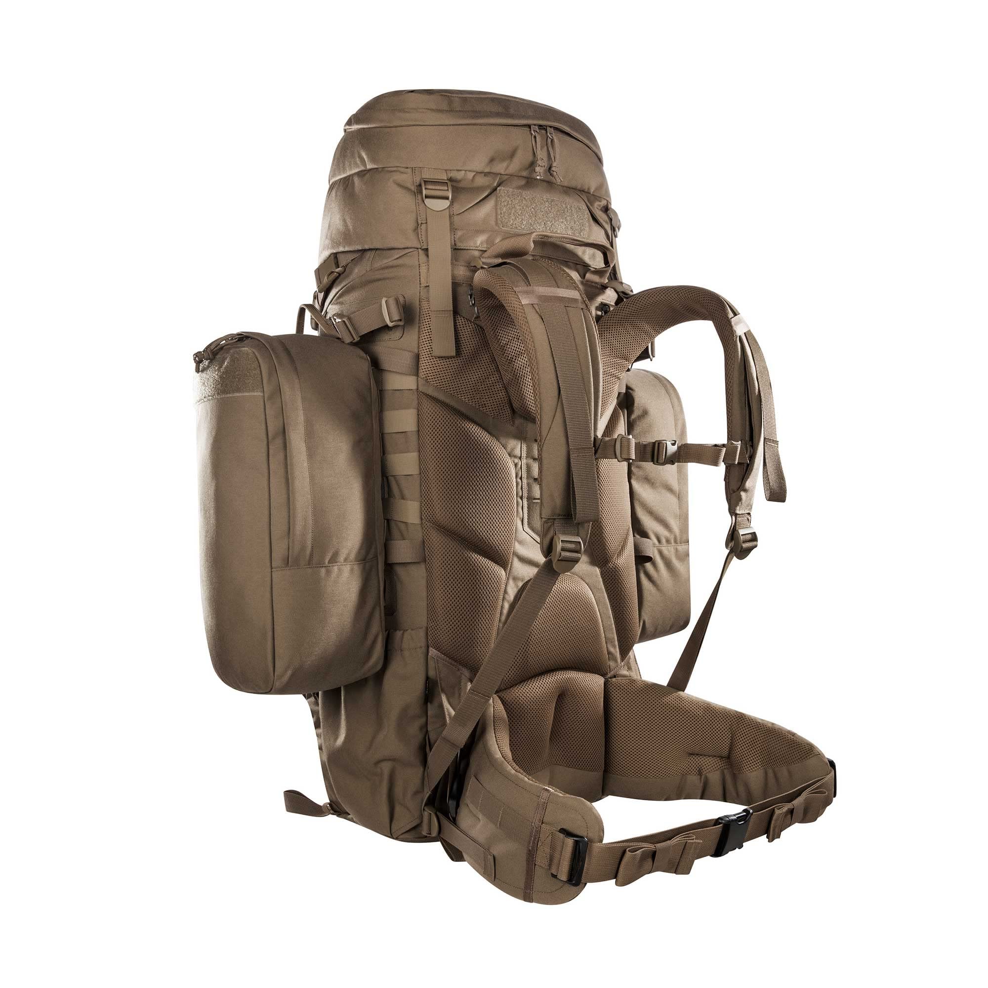 Tasmanian Tiger TT Mil OPS Pack 80 + 24 Sac à dos militaire pour homme compatible Molle avec poches latérales amovibles 104 litres pour l'extérieur, Bushcraft, Coyote Brown