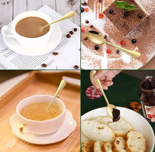 Miniatura 7 de Juego de cucharas de postre de café, juego de 12 cucharas de metal, cuchara de café pequeña y elegante y organizador con cisne, cuchara de cisne