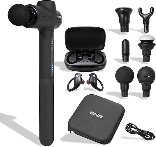 Pistola de masaje R2 + auriculares Bluetooth inalámbricos verdaderos