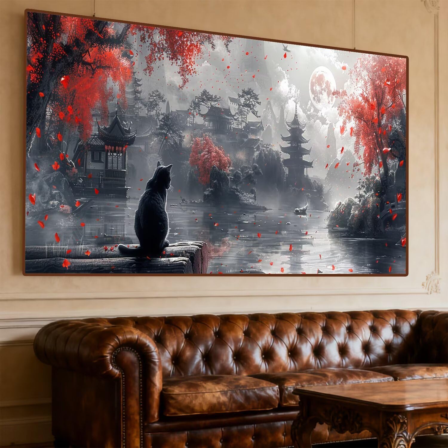Diamentowe zestawy do malowania diamentowego kota, 119 x 50 cm, duże zestawy do malowania diamentami dla dorosłych, kryształowe zestawy do malowania drzewkiem, rękodzieło, haft krzyżykowy zestaw z