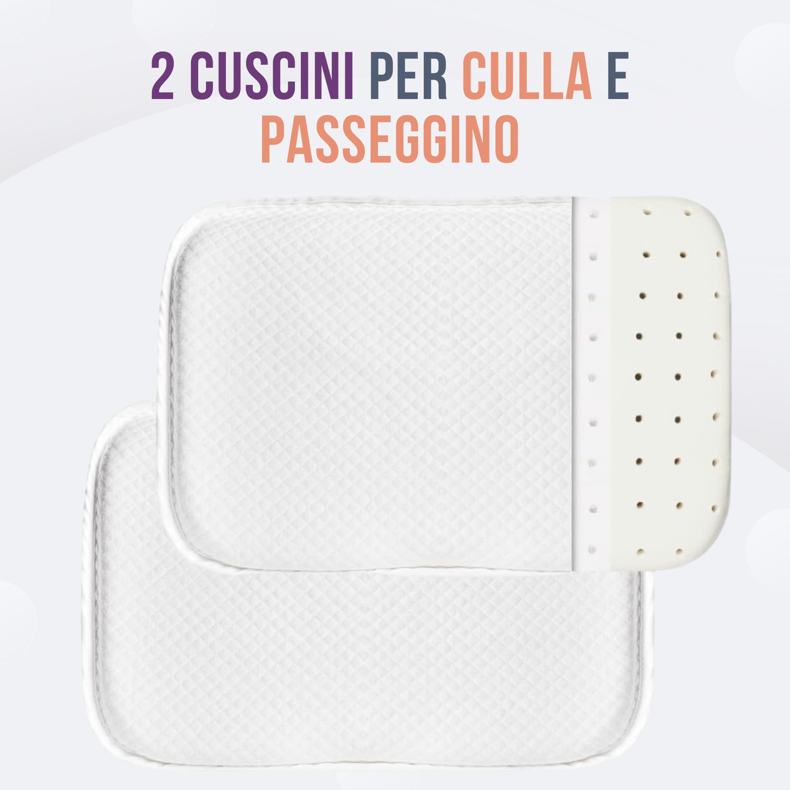 GOYSILA Set 2 Cuscini Neonato Antisoffoco Memory Foam Per Passeggino Carrozzina Compatibile Chicco Next2Me Inglesina Foppapedretti Traspirante Con Federa 100% Cotone Lavabile Antiacaro Morbido