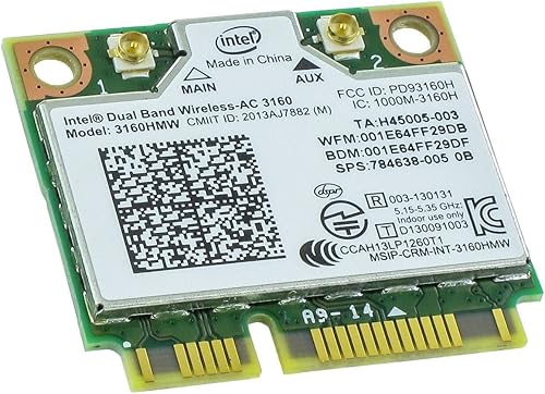 Intel 3160.HMWG.R Dual Band Wireless AC + Bluetooth Mini PCIe Card Soporta 2.4 y 5.8Ghz BGNAC Bandas con tornillos de montaje