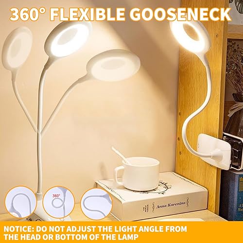 Miniatura 7 de Lámpara de escritorio con clip, luz de lectura portátil, recargable, mini lámpara de clip, luces esenciales de clip para dormitorio, montaje en