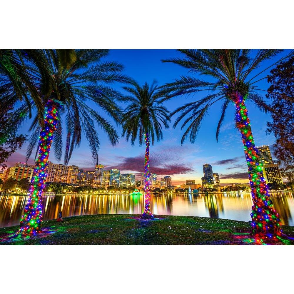 ArtzFolio Downtown City Skyline Eola Lake, Florida USA D2 | Premium Canvas Painting for Bedroom & Living Room | Wooden Stretching | 18 x 12 inch (46 x 30 cms)