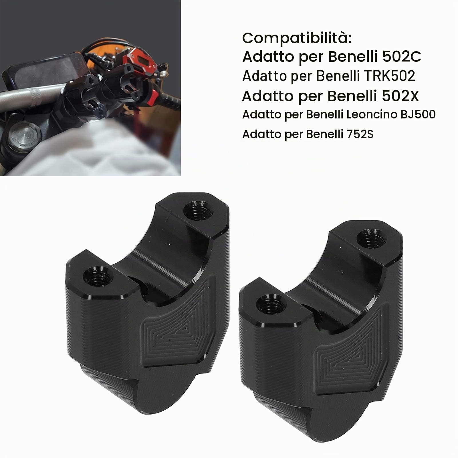 Aramox Riser Manubrio Moto, Compatibile con 502C/TRK502/502X/752S/Leoncino BJ500, Adatto Per Diametro Manubrio 28mm