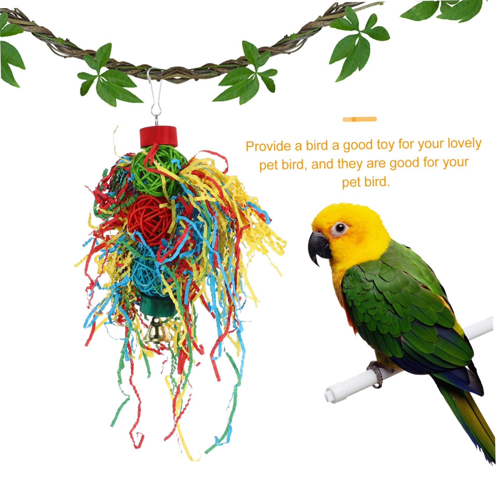 POPETPOP 15 Pièces Jouet Perroquet Fournitures pour Animaux Oiseau Suspendu Jouet Grand pour Oiseaux Joli des Oiseaux ustensiles de cône Provisions Combinaison Bois