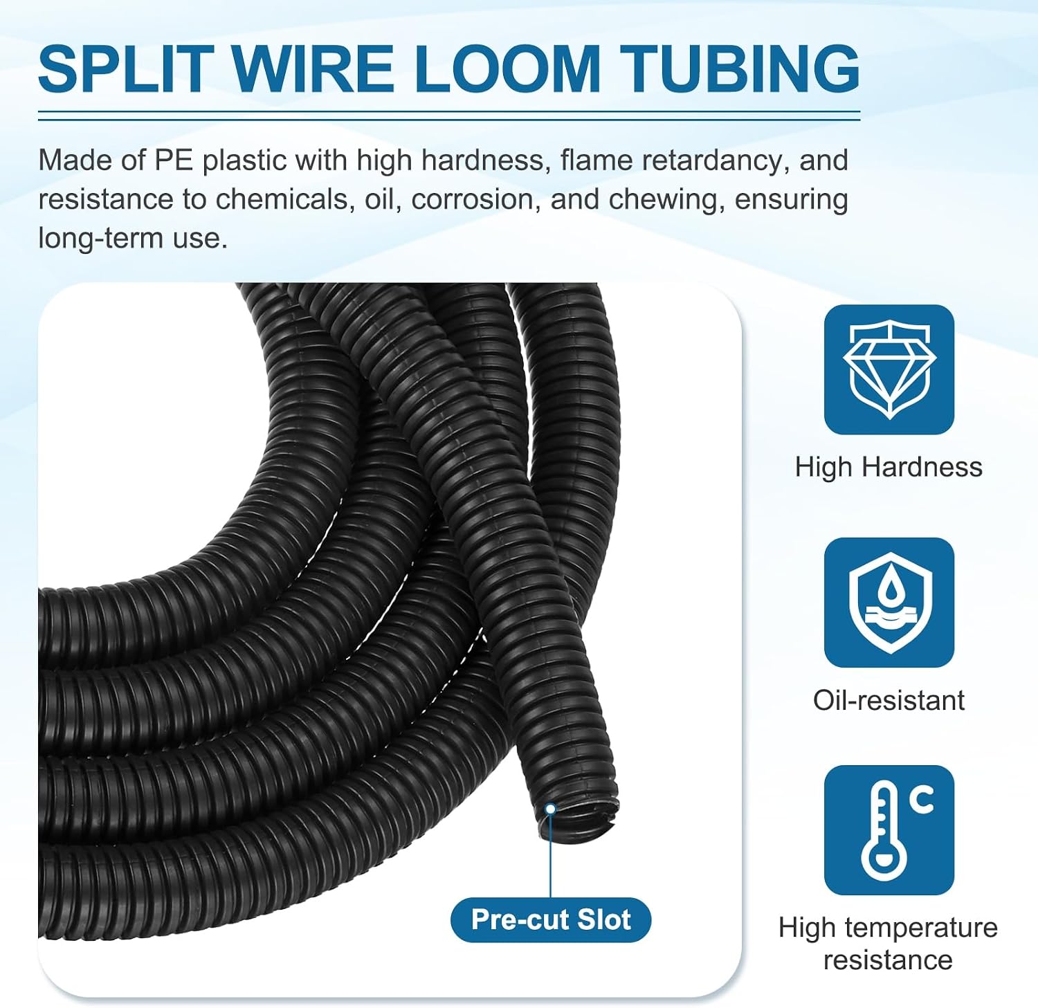 MECCANIXITY 5/8 Inch 20ft Split Wire Loom Tubing, Flexible Cord Protectors with Installation Tool Cable Management Sleeve Conduits Cover for Office Home Electrical Automotive Wires, Black